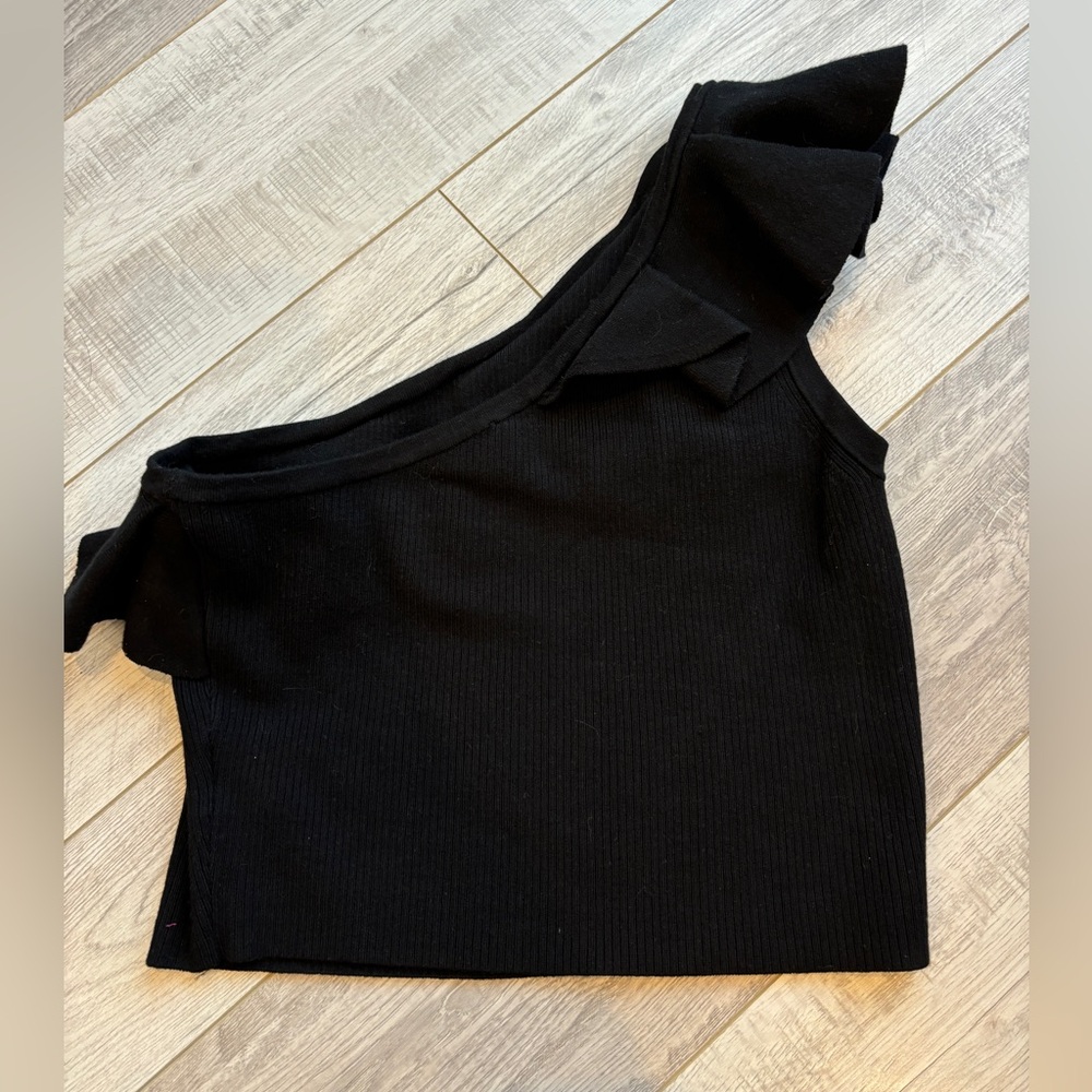 Express one shoulder black sweater Top size Large